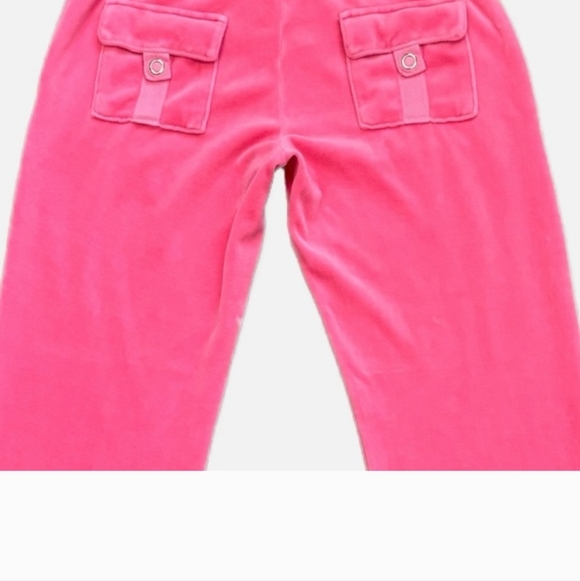 Juicy Couture Vintage Pant Women's Medium Hot Pink Velour Y2K Low Rise Wide Leg - Picture 6 of 11